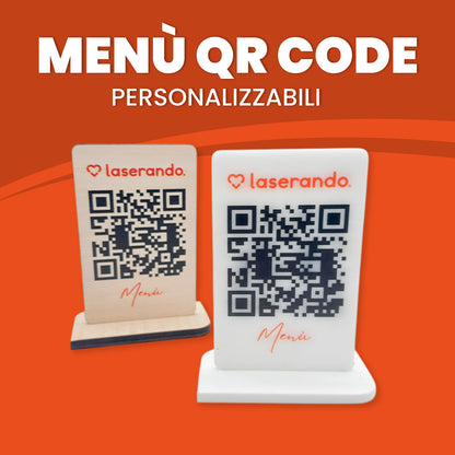 Menù QR CODE con base legno o plexiglass