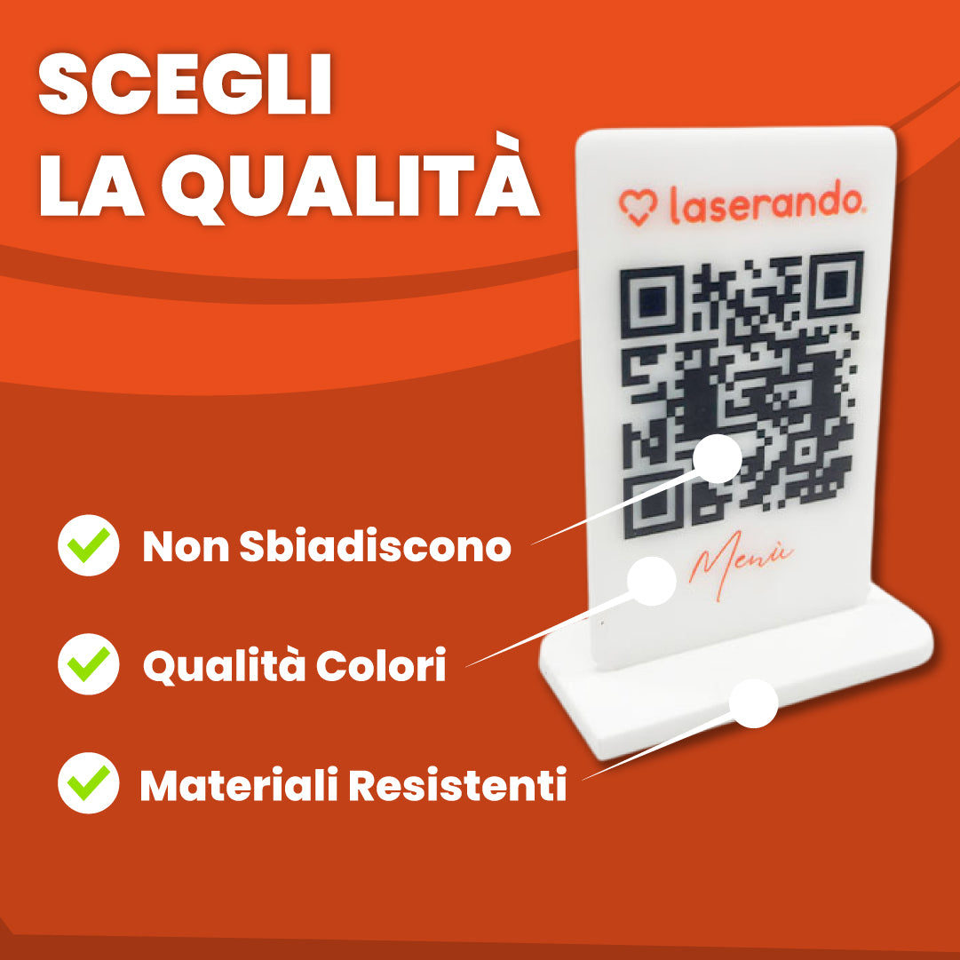 Menù QR CODE con base legno o plexiglass
