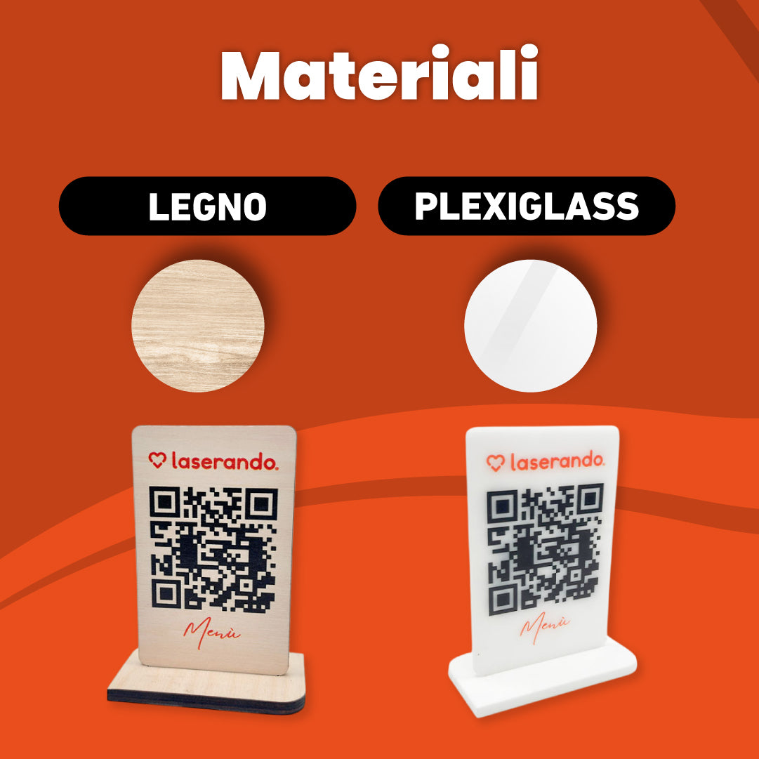 Menù QR CODE con base legno o plexiglass