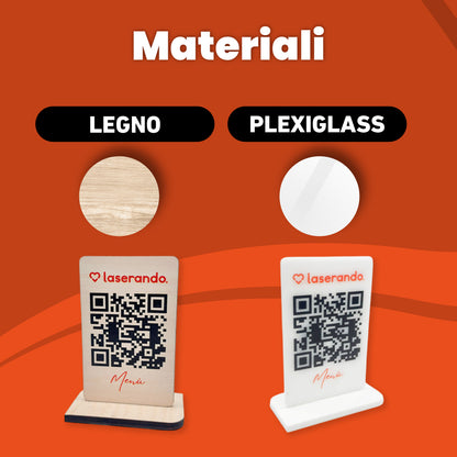 Menù QR CODE con base legno o plexiglass