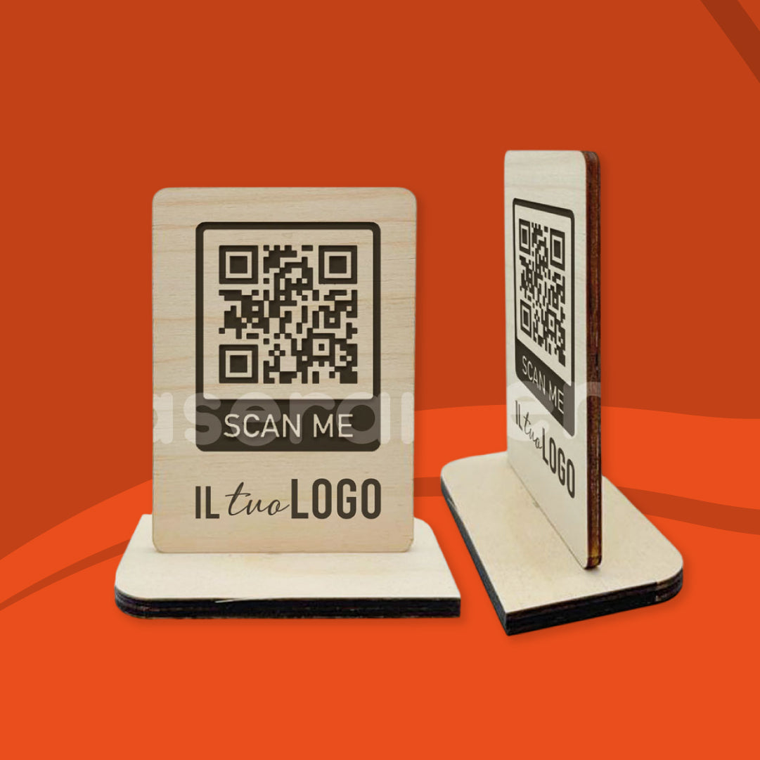 Menù QR CODE con base legno o plexiglass