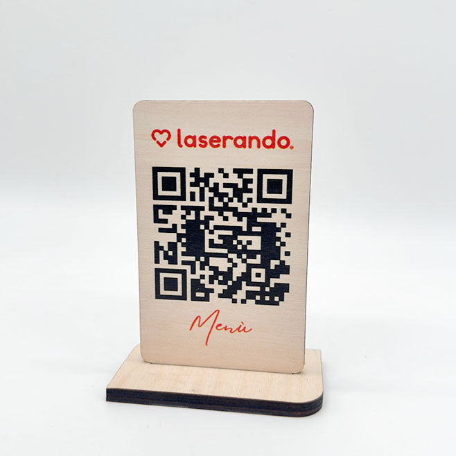Menù QR CODE con base legno o plexiglass