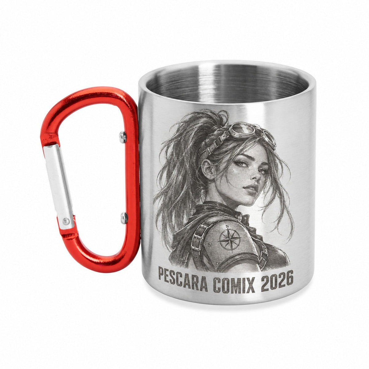 Tazza con moschettone incisa · Pescara Comix 2026
